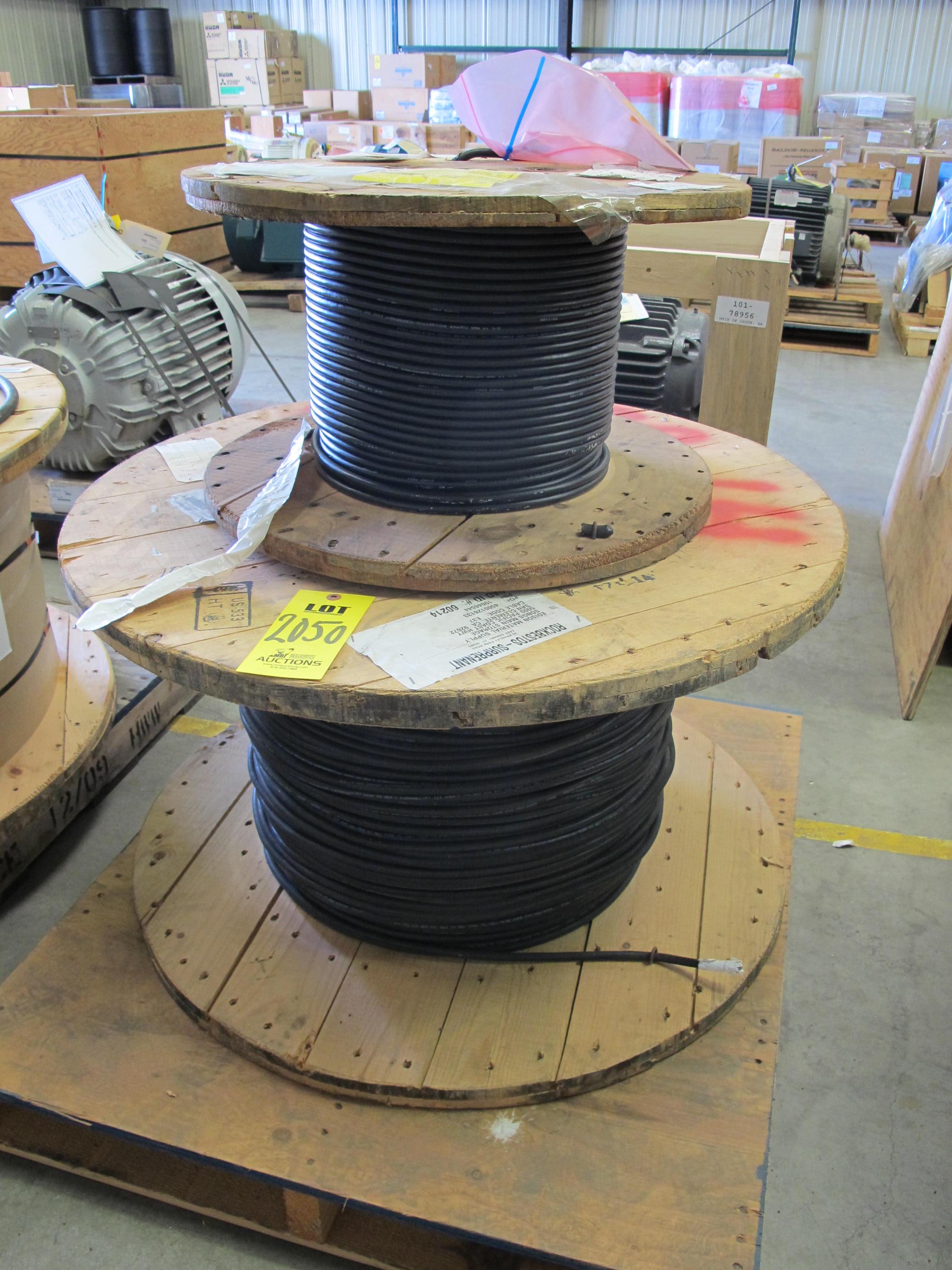 LOT (2554 FT) OF CABLE, ELECTRICAL TYPE, 14 AWG SIZE, 600V RATING, COPPER MATERIAL, 3 CONDUCTOR, CONTROL KIND. NON-SHIELDED, CROSS-LINKED POLYETHYLENE INSULATED, HYPALON JACKETED, BLACK, CABLE CODE E37, FIREWALL III, K-1 COLOR CODE. 2 SPOOLS 420', 2134' (W-44) LOADING & HANDLING FEE $15-